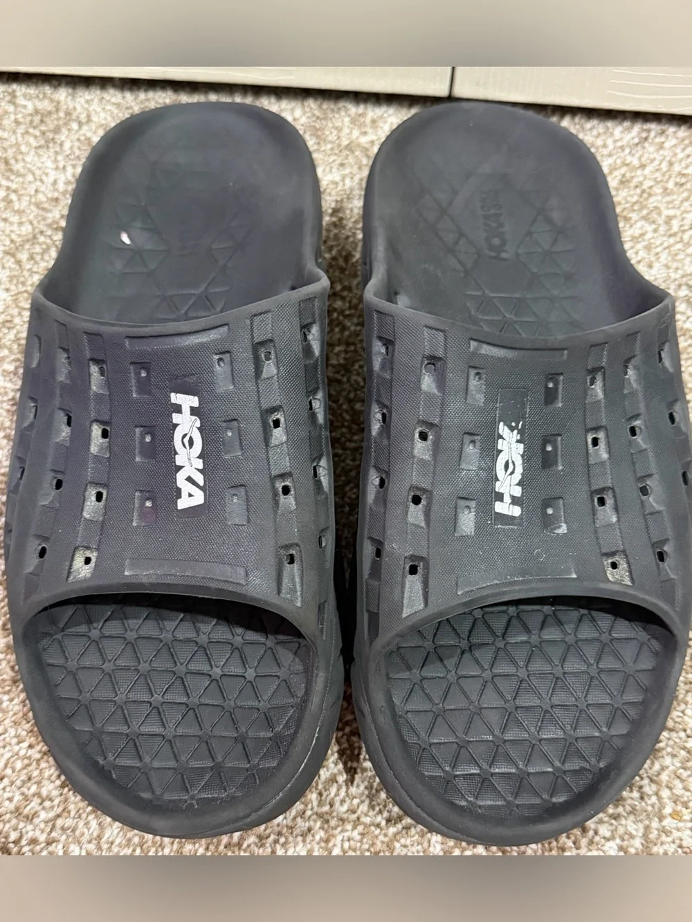 Hoka One One Ora Recovery Slide Mens 12 Black Comfort Sandals Slip On